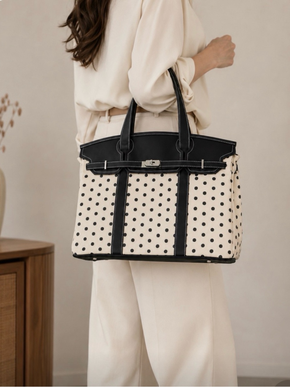 Boatkin Polka Dot Print Tote Bag - Everyday Carryall